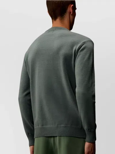 C.p. Company Crew Neck Long Sleeve Sweater With Patch Pocket In Green