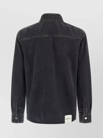 Namacheko Braided Long Sleeve Shirt With Quilted Collar In Black