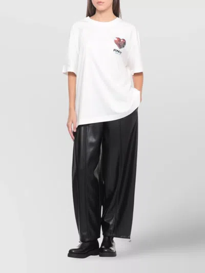 Pinko Graphic Print Relaxed Fit Cotton T-shirt In White