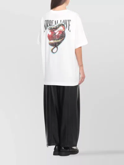 Pinko Graphic Print Relaxed Fit Cotton T-shirt In White