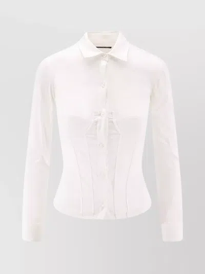 Balenciaga Long Sleeve Corset Shirt With Collared Design In White