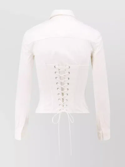 Balenciaga Long Sleeve Corset Shirt With Collared Design In White