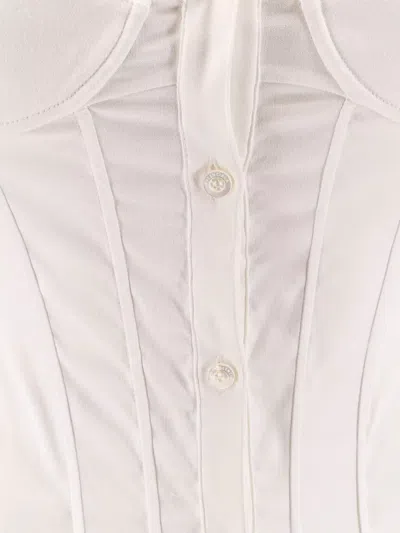 Balenciaga Long Sleeve Corset Shirt With Collared Design In White