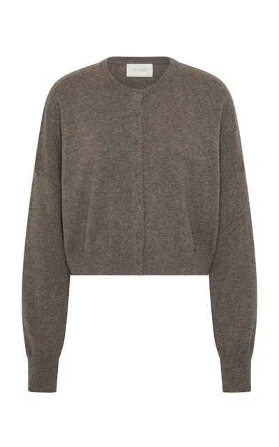 St Agni Cashmere Relaxed Cropped Cardigan In Brown