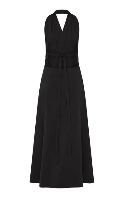 St Agni Halter Wrap Dress In Black