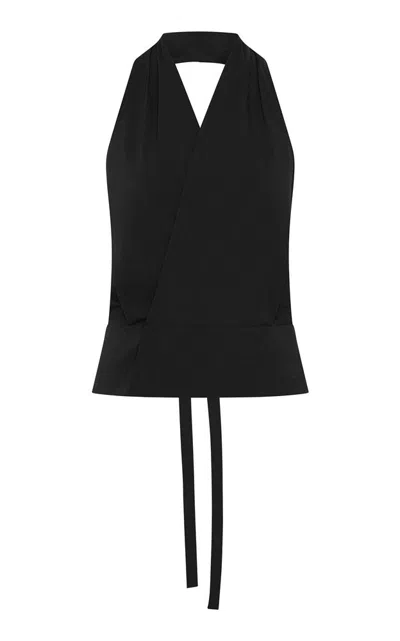 St Agni Halter Wrap Top In Black