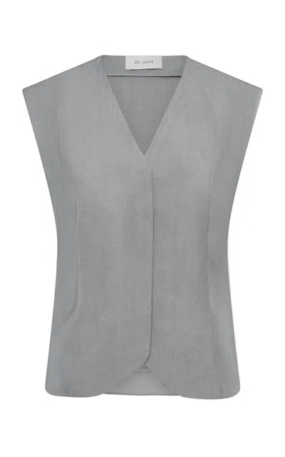 St Agni Minimal Tailored Vest In Gray