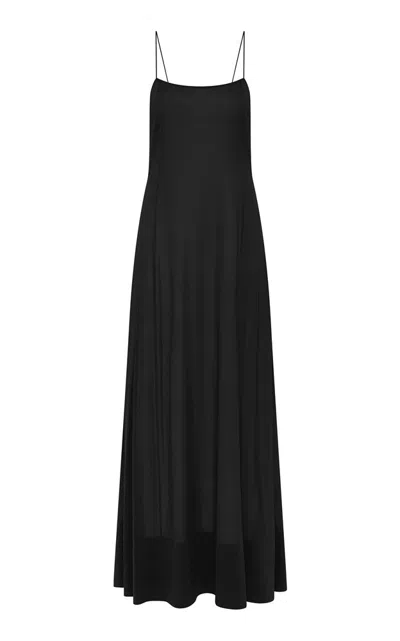 St Agni Sheer Silk Slip Dress In Black