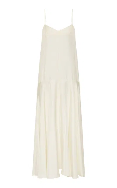 St Agni Silk Twill Relaxed Slip Dress In Neutral