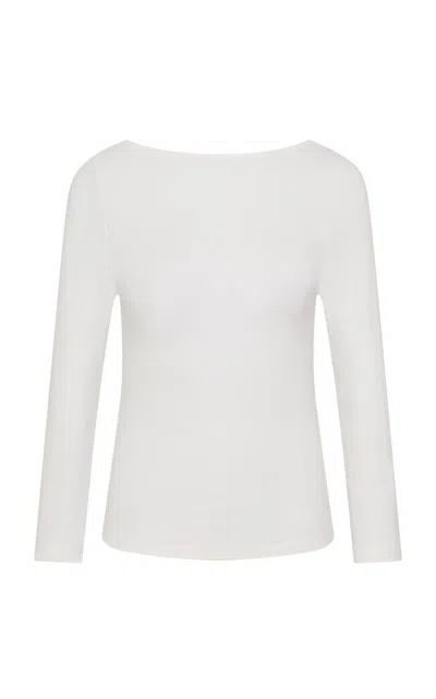 St Agni White Soft Jersey Ballerina Long Sleeve T-shirt In White