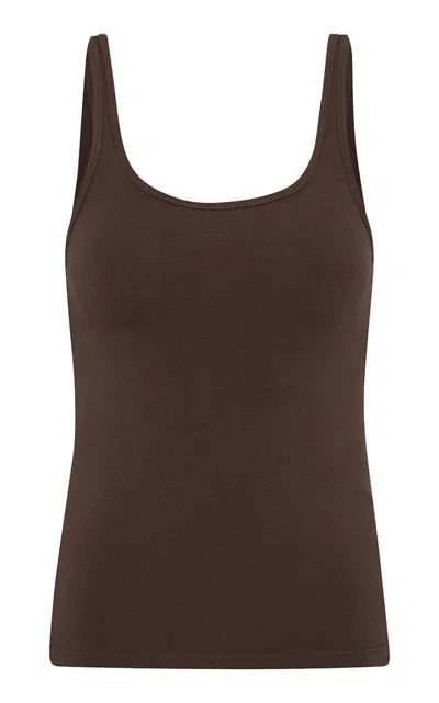 St Agni Soft Jersey Slim Scoop Tank In Brown