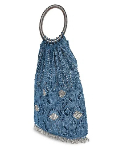 Rabanne Beaded Circular-handle Tote Bag In Blue