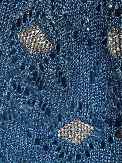 Rabanne Beaded Circular-handle Tote Bag In Blue