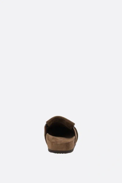 Brunello Cucinelli Suede Slippers In Brown