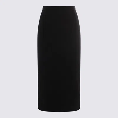 Dolce & Gabbana Black Wool Midi Skirt In Black