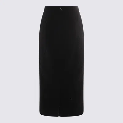 Dolce & Gabbana Black Wool Midi Skirt In Black