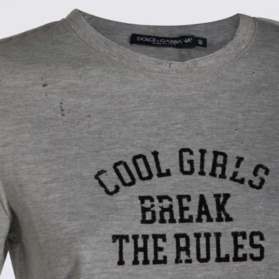 Dolce & Gabbana Grey Cotton T-shirt In Gray