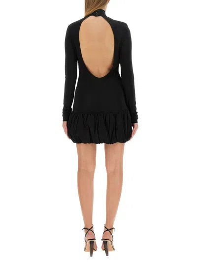 Moschino High Neckline Mini Dress With Open Back In Black