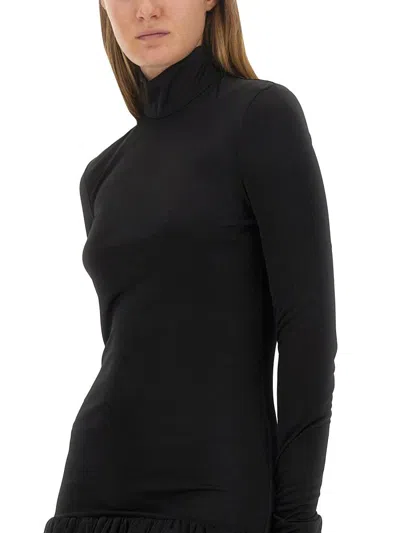 Moschino High Neckline Mini Dress With Open Back In Black