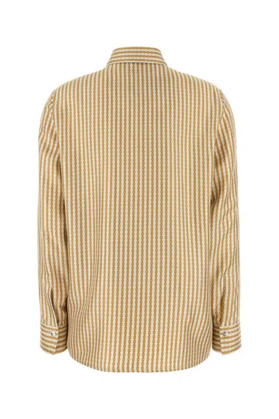 Versace Printed Silk Shirt In Neutral