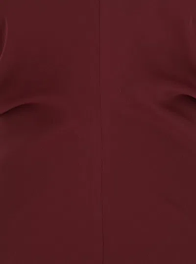 Plain Bordeaux Dress With V Neck And Short Sleeves In Tech Fabric Woman In Red
