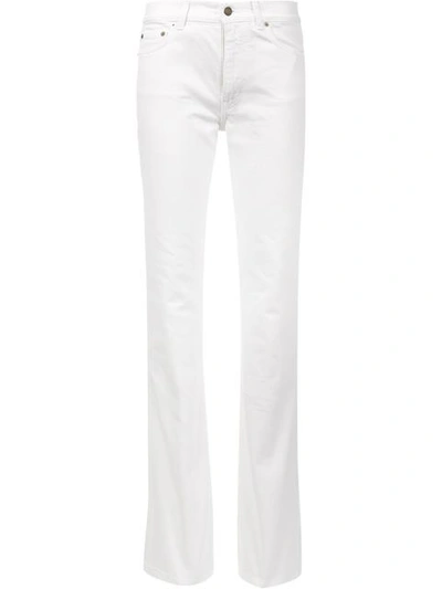 Saint Laurent Flared Leg Jeans In White