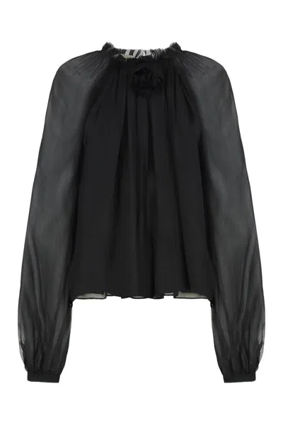 Alberta Ferretti Alberta Ferreti Silk Chiffon Blouse In Black