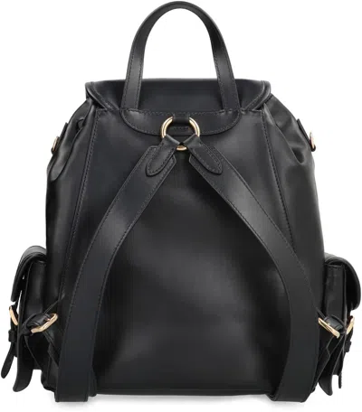 Miu Miu Leather Backpack With Front And Side Pockets In Black