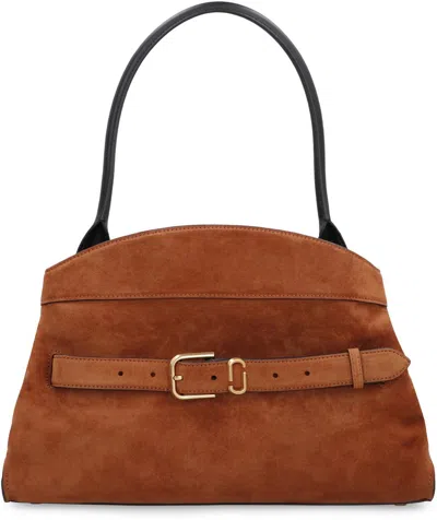 Marc Jacobs Dakota Suede Shoulder Bag With Buckle Straps In Brown