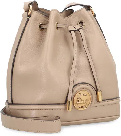 Chloé Cappuccino Leather Drawstring Bucket Bag In Neutral