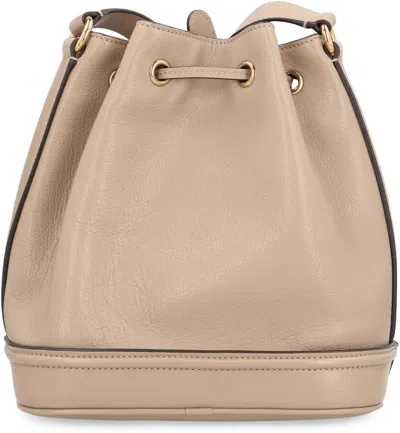 Chloé Cappuccino Leather Drawstring Bucket Bag In Neutral