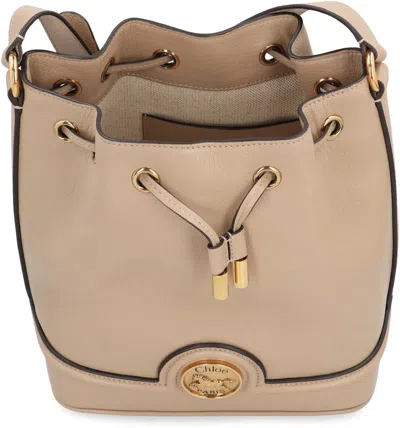 Chloé Cappuccino Leather Drawstring Bucket Bag In Neutral