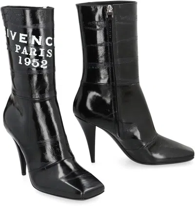 Givenchy Sliced Square Patent Leather Ankle Boots In Black