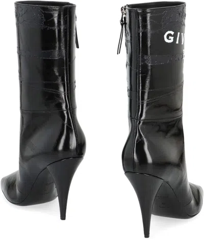 Givenchy Sliced Square Patent Leather Ankle Boots In Black