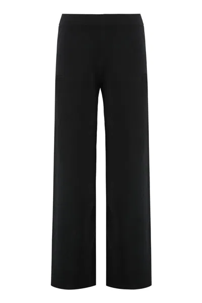 P.a.r.o.s.h Black Pants With High Elastic Waist In Wool And Cashmere Woman In Black