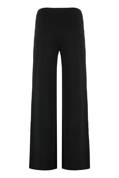 P.a.r.o.s.h Black Pants With High Elastic Waist In Wool And Cashmere Woman In Black
