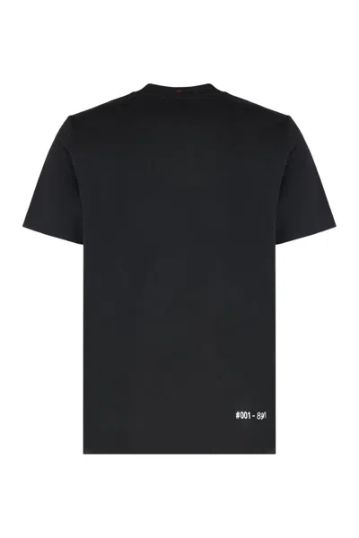Moncler Midnight Blue Stretch Cotton T-shirt In Black
