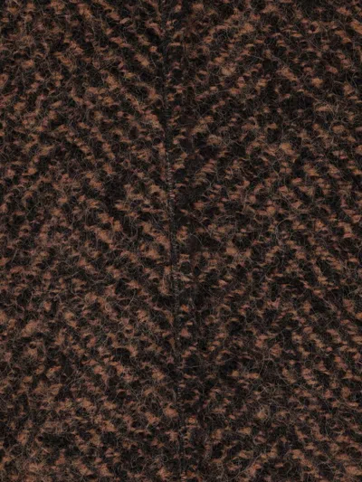 Alberta Ferretti Herringbone Button Coat In Brown