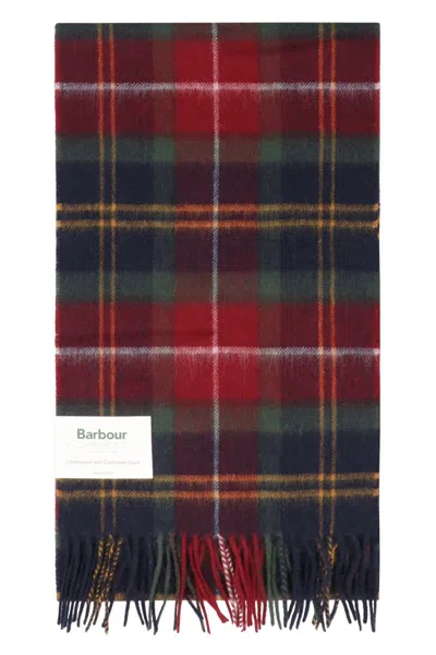 Barbour Tartan Scarf In Wool And Cashmere In Red