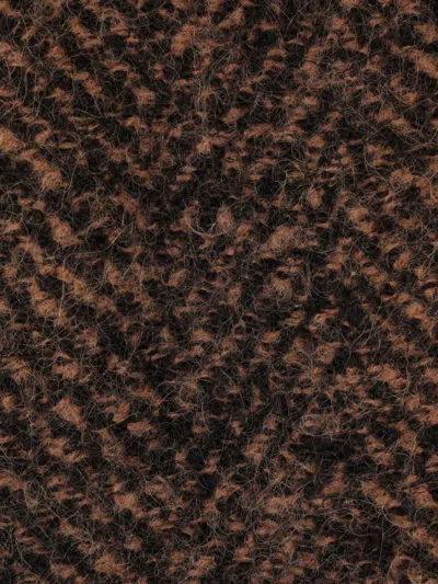 Alberta Ferretti Herringbone Button Coat In Brown