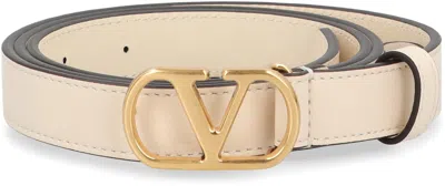 Valentino Garavani Vlogo Signature Leather Belt In Burgundy