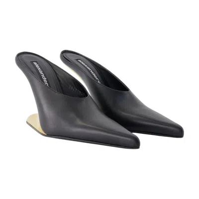 Alexander Wang Boomerang 105mm Wedge Mule Shoes In Black