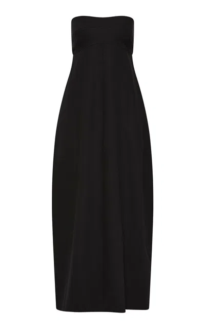 St Agni Wool Strapless Cocoon Dress In Black
