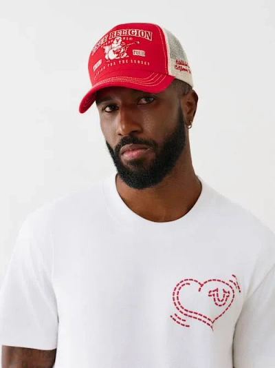 True Religion Varsity Trucker Hat In Red