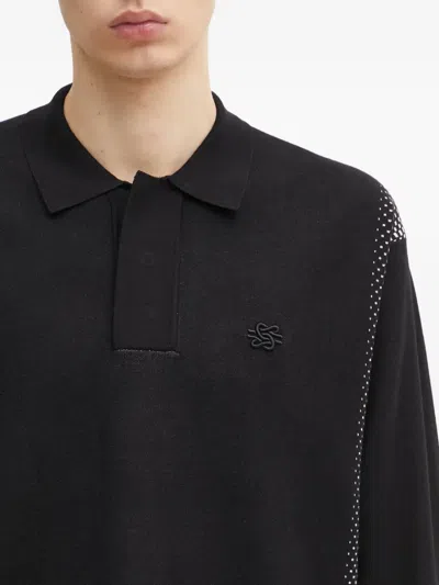 Filling Pieces Long-sleeves Polo Shirt In Black