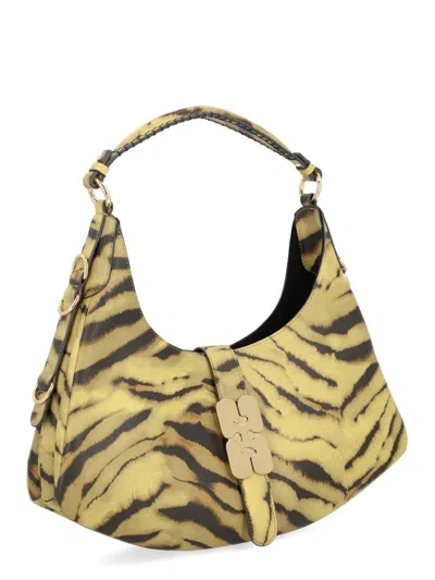 Ganni Small Kat Zebra Print Shoulder Bag In Brown