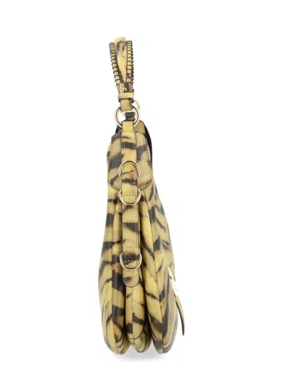 Ganni Small Kat Zebra Print Shoulder Bag In Brown