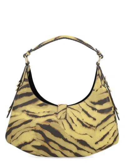 Ganni Small Kat Zebra Print Shoulder Bag In Brown