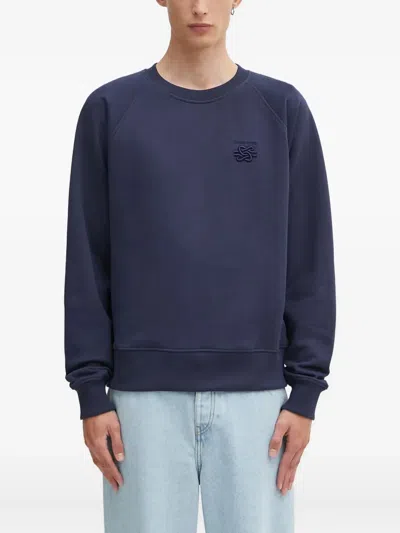 Filling Pieces Embroidered Crewneck Sweatshirt In Blue