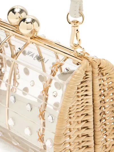 Waiwai Rio Strass Clutch Bag In White